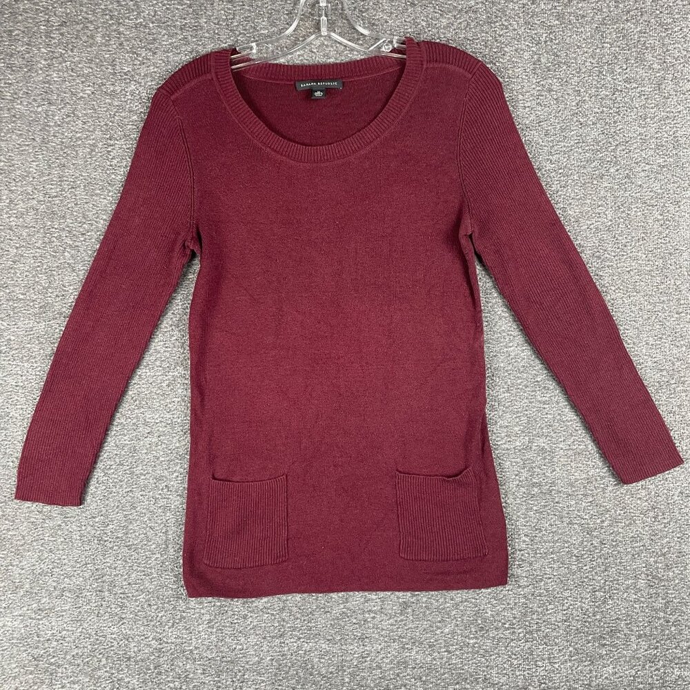 Banana Republic Sweater Womens M Burgundy Silk Blend Work Office Capsule Casual